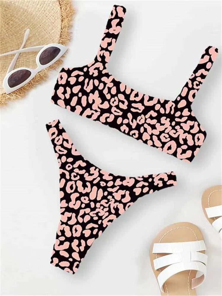 Sexy Micro Bikini 2024 Women Orange Leopard Push Up Padded Thong Swimsuit Female Cut Out Bathing Suit Swimwear Trajes De Baño ShopOnlyDeal