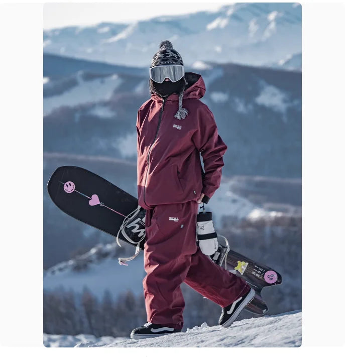 John snow 2024 New Male female couple Single and double board Ski suit set Loose type waterproof keep warm Ski pants ski jackets ShopOnlyDeal