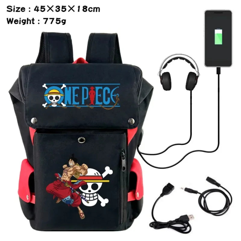 One Piece Peripheral Student Backpack | USB Charging Printing Casual Computer Bag Travel Bucket Bag Children's Gifts ShopOnlyDeal