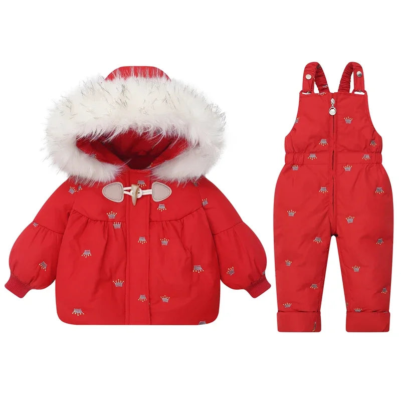 Winter Children`s Clothing Set 2Pcs Girl Down Jacket 2023 New Baby Snowsuit Clothes Overalls for kids Toddler Jumpsuit Coat 1-4Y ShopOnlyDeal