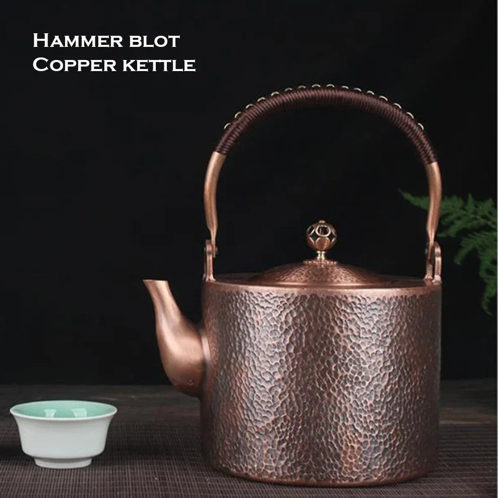 Antique Copper Kettle Handmade Hammer Pattern | Thickened Red Copper Teapot for Health Tea Set Crafts | Uncoated Durable Teapot for Elegant Brewing Alo Trendy ShopOnlyDeal