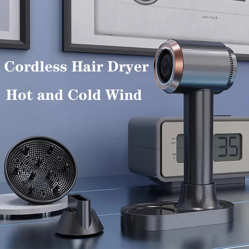 New Cordless Hair Dryer Touch Screen Control Portable for Travel Home Wireless Blower 15000mAh 300W Hot and Cool Air Strong Wind ShopOnlyDeal