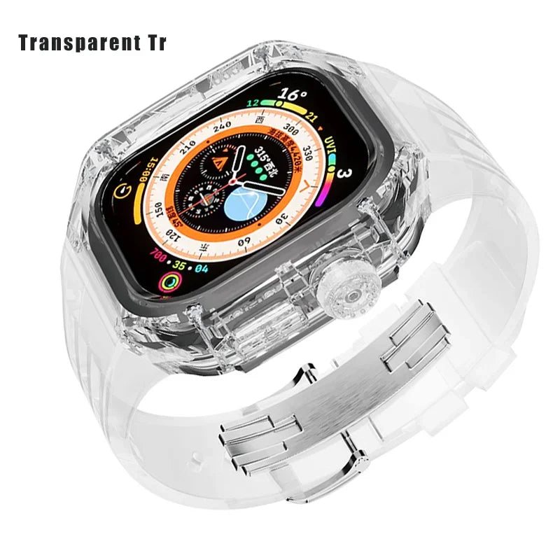 Luxury Glacier Transparent Modification Kit for Apple Watch Case Ultra 49mm 8 7 6 SE 5 4 45mm 44mm Rubber Band IWatch Series 8 ShopOnlyDeal