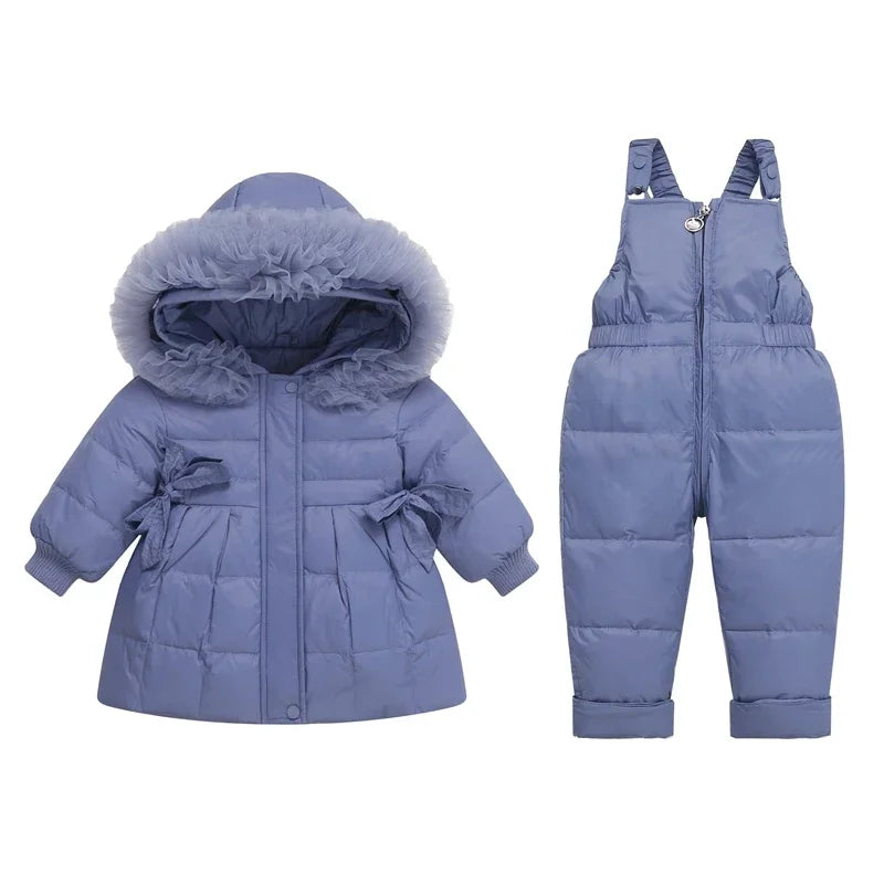 Winter Children`s Clothing Set 2Pcs Girl Down Jacket 2023 New Baby Snowsuit Clothes Overalls for kids Toddler Jumpsuit Coat 1-4Y ShopOnlyDeal