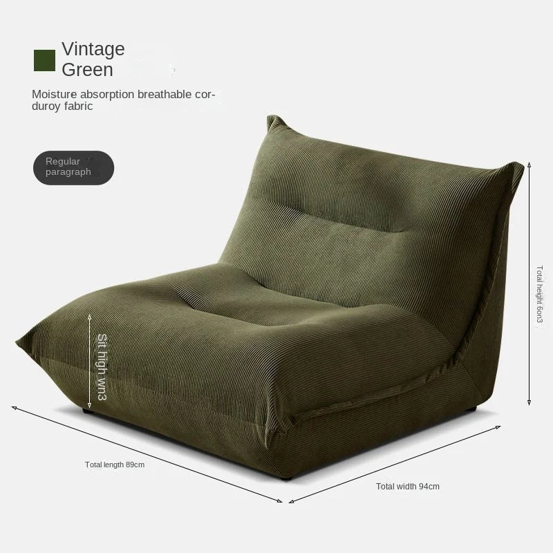 X&D Corduroy Material High Resilience Lazy Sofa Lie Sleep Small Room Balcony Leisure Lounge Chair Bedroom Single Relaxation Sofa ShopOnlyDeal