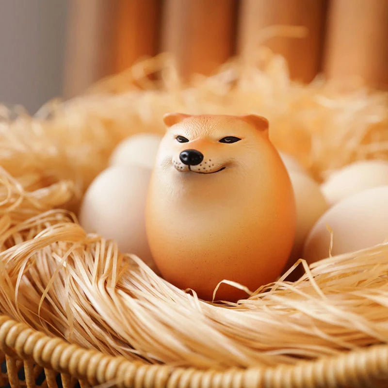 Creative Shiba Inu Realistic Egg Shape PVC Desk Decor Dog & Egg Union Decorations For Home Offices Fun Christmas Gifts ShopOnlyDeal