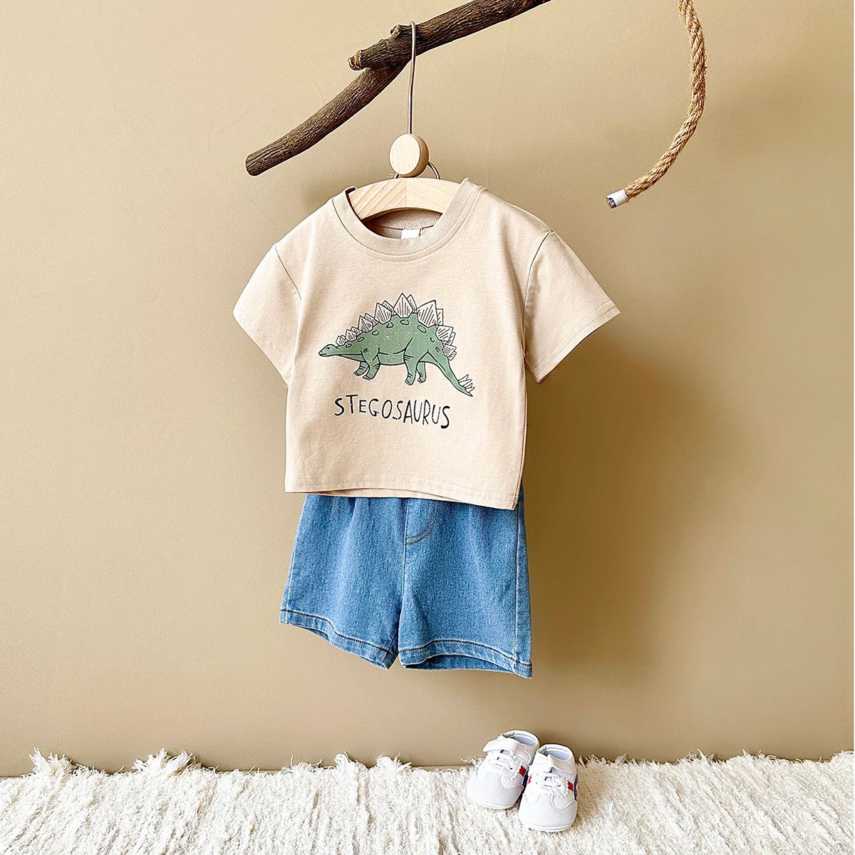 New Set Summer Baby Boy Clothes Cartoon Cotton T-shirt Short Sleeved+shorts Dinosaur Print Girl Clothes 0-3 Years Child Newborn ShopOnlyDeal