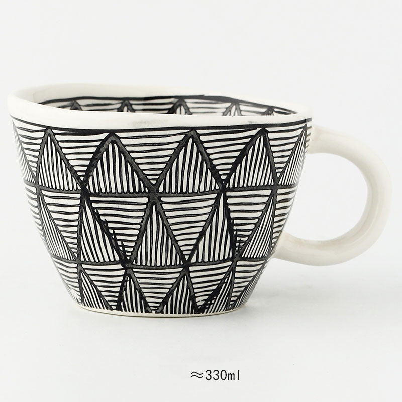 Hand Painted Geometric Ceramic Mugs With Gold Handle Handmade Irregular Cups For Coffee Tea Milk Oatmeal Creative Birthday Gifts ShopOnlyDeal