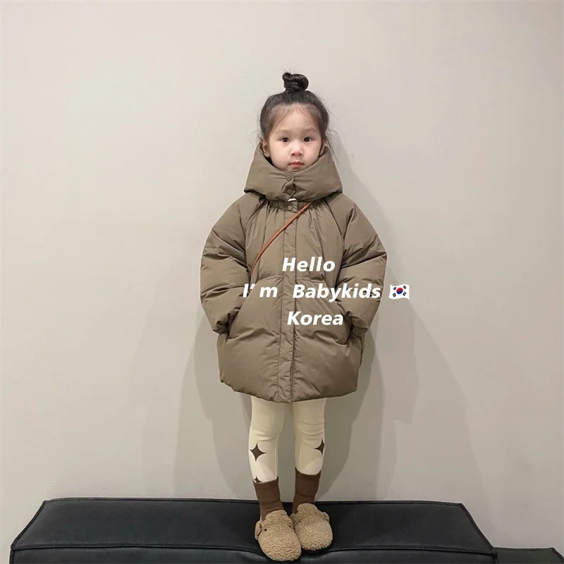 Girls Down Coat Jacket Cotton Windbreak Snowsuit 2024 Khaki Warm Thicken Winter Parka Outerwear Children's Clothing ShopOnlyDeal