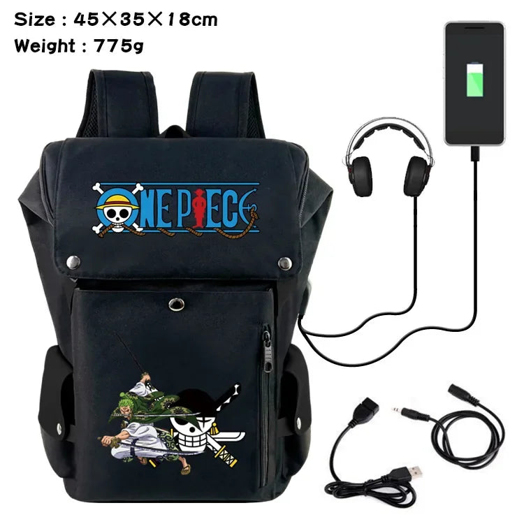 One Piece Peripheral Student Backpack | USB Charging Printing Casual Computer Bag Travel Bucket Bag Children's Gifts ShopOnlyDeal