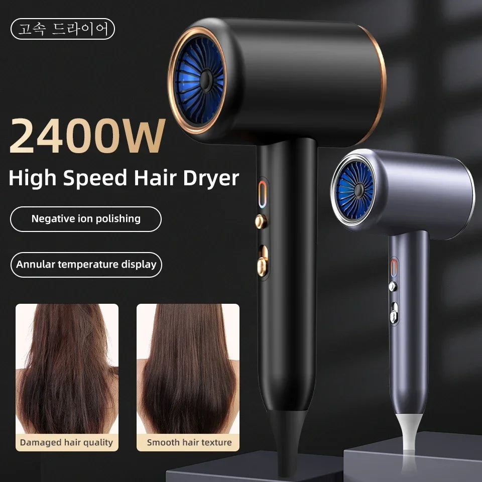 Professional Hair Dryer Hot Cold Wind Air Brush Hairdryer Negative Lonic Blow Dryer  Strong PowerDryer Salon Tool 2400W 3th Gear ShopOnlyDeal