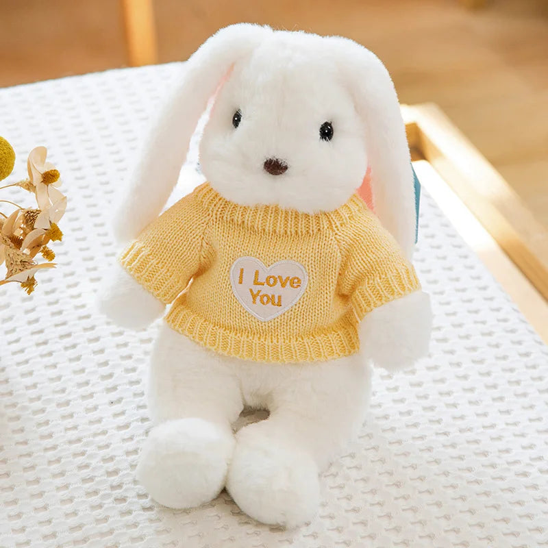 Cute Big Ear Bunny Plush Doll | Cartoon Stuffed Animals Rabbit with Sweater | Soft Baby Accompany Sleeping Pillow | Girl Birthday Gift ShopOnlyDeal