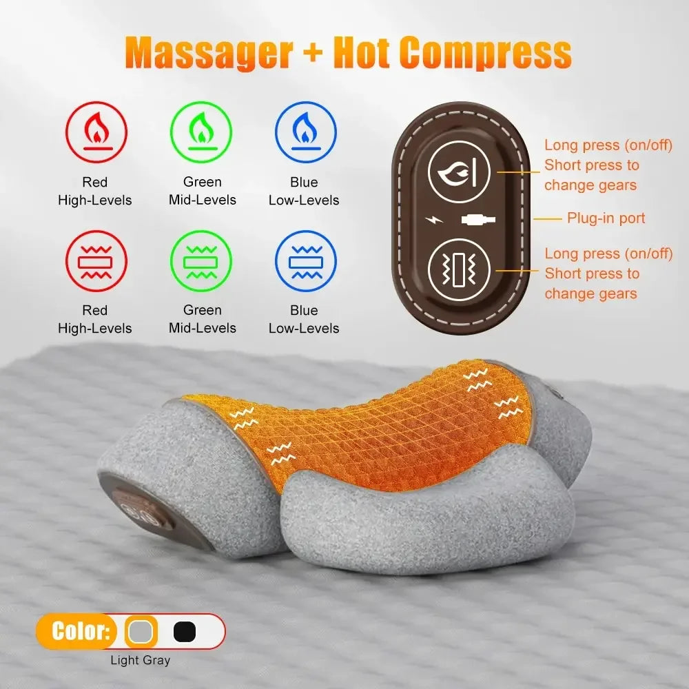 Electric Massager Cervical Pillow Hot Compress Vibration Massage Neck Traction Relax Sleeping Pillow Spine Support Normal ShopOnlyDeal