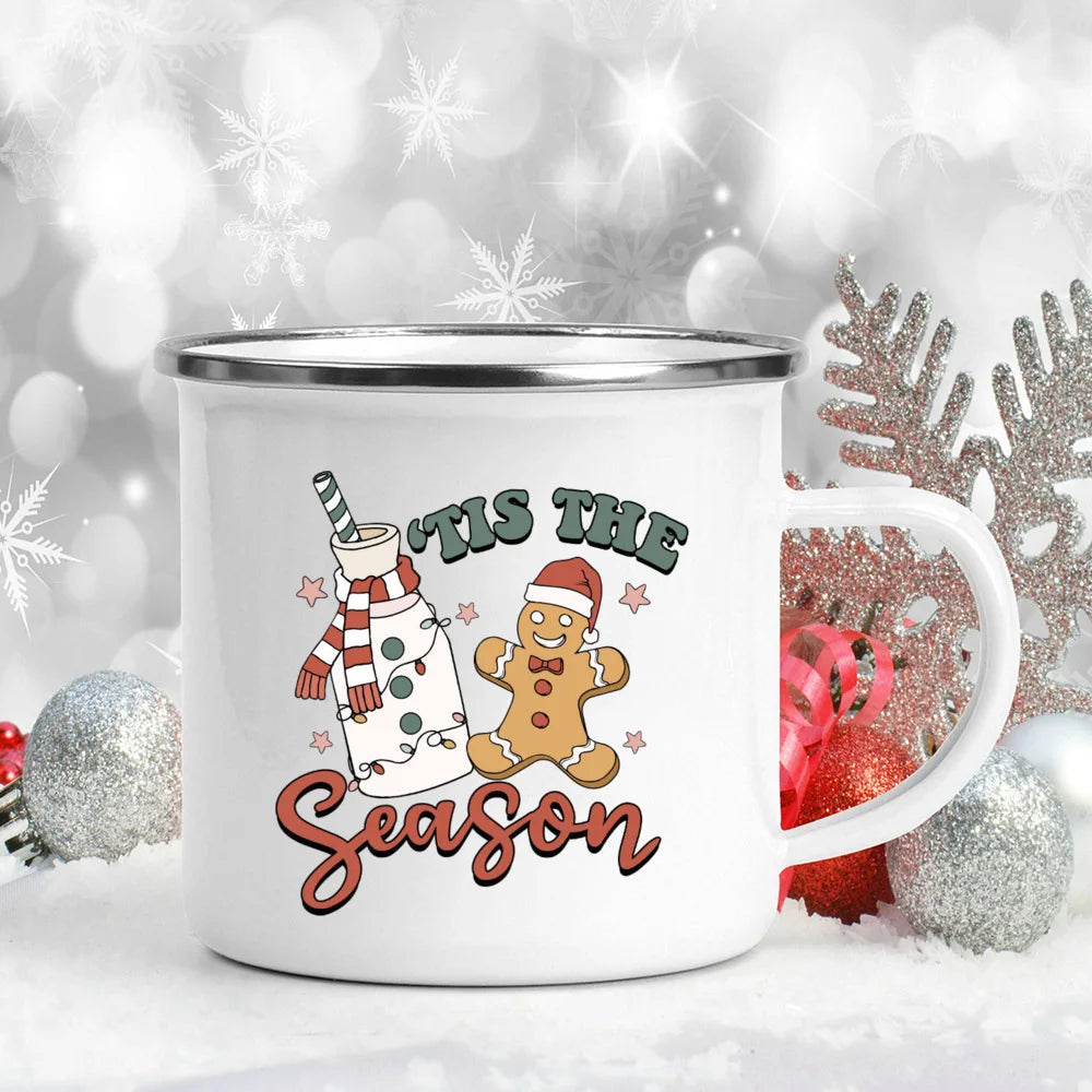 Retro Print Christmas Mug Coffee Mugs Xmas Hot Cocoa Juice Cups Christmas Family Party Drink Beer Juice Cup Xmas Present Cups ShopOnlyDeal