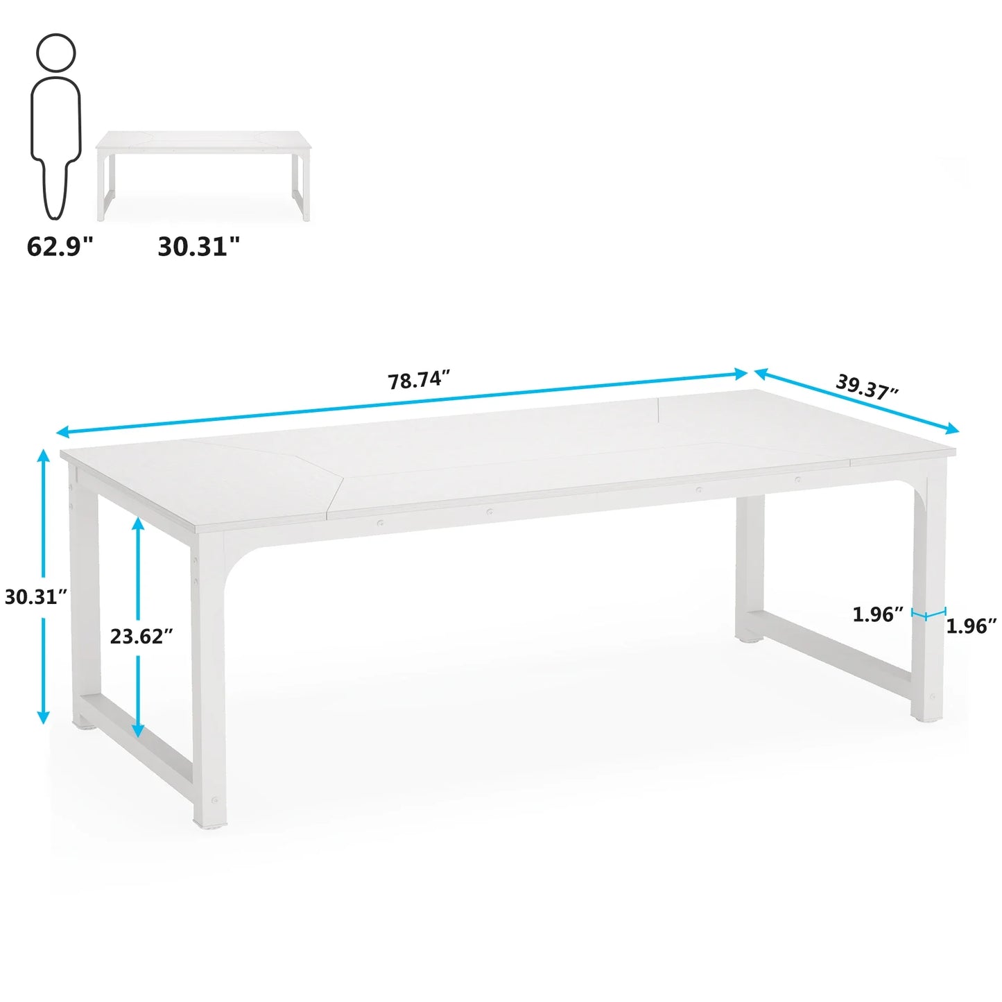 Tribesigns Modern Computer Desk, 78.7 x 39.4 inch X Large Executive Office Desk Computer Table Study Writing Desk Workstation ShopOnlyDeal