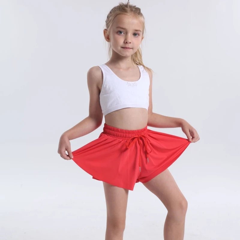 Butterfly Breeze Athletic 2-in-1 Running Skirt Shorts for Girls | Flowy Cheer, Tennis, & Dance Preppy Wear | Ages 5-12Y ShopOnlyDeal