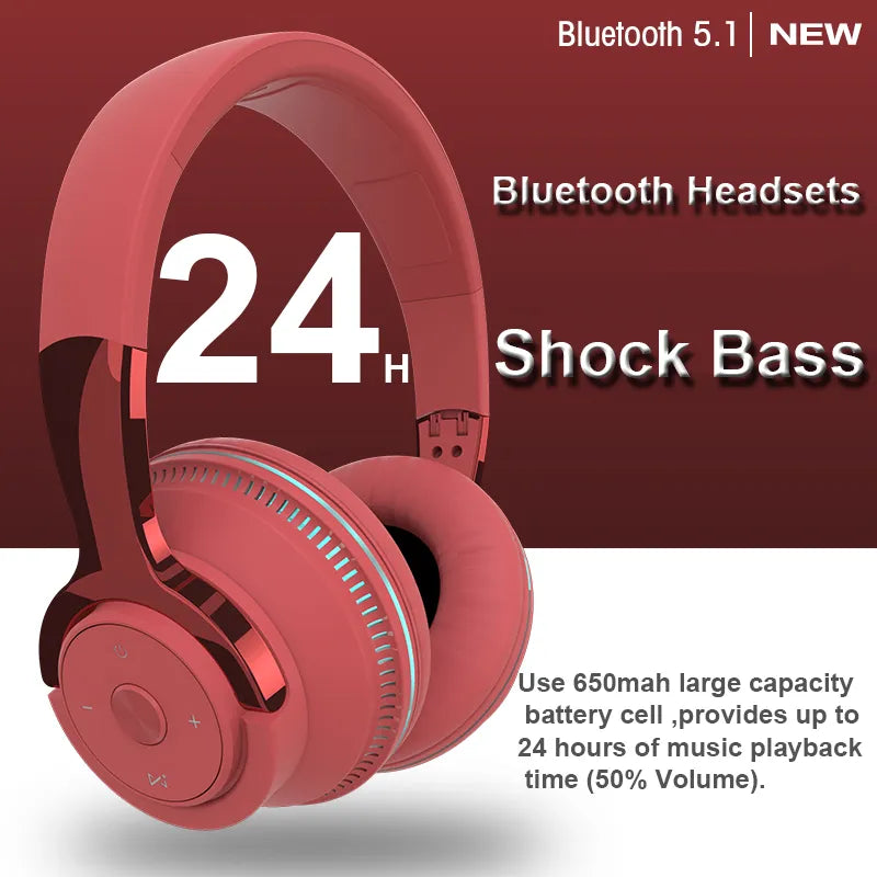 Headphones Bluetooth Wireless headsets Foldable Support TF Card Playback Music Game Sport Earphone HiFi Stereo Sound Earpieces ShopOnlyDeal