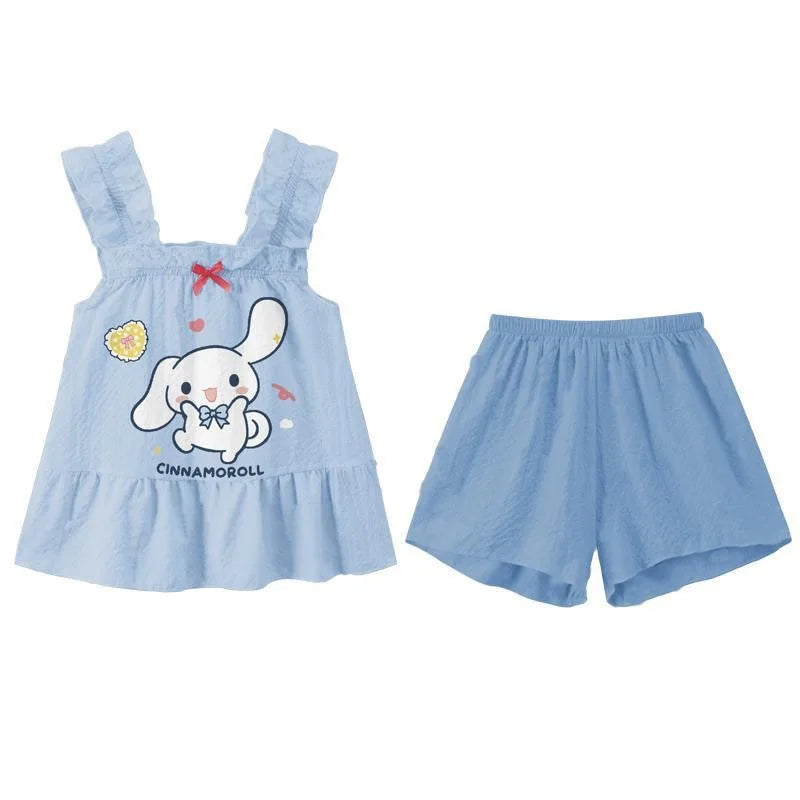 Kawaii Sanrio Kuromi Kids Cinnamoroll Cartoon Pajamas Set | Cute My Melody Girls Boys Summer Short Sleeved Home Set | Children Gift ShopOnlyDeal