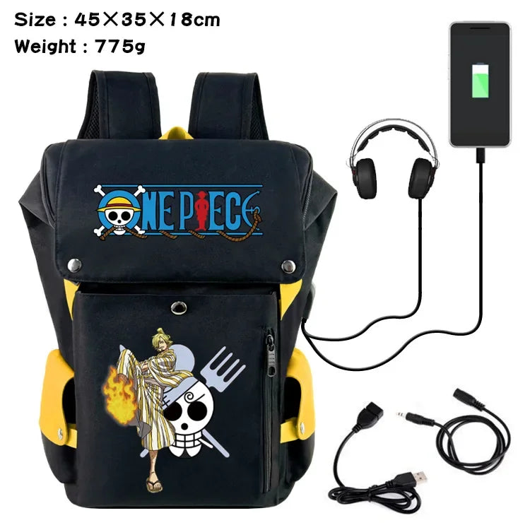 One Piece Peripheral Student Backpack | USB Charging Printing Casual Computer Bag Travel Bucket Bag Children's Gifts ShopOnlyDeal