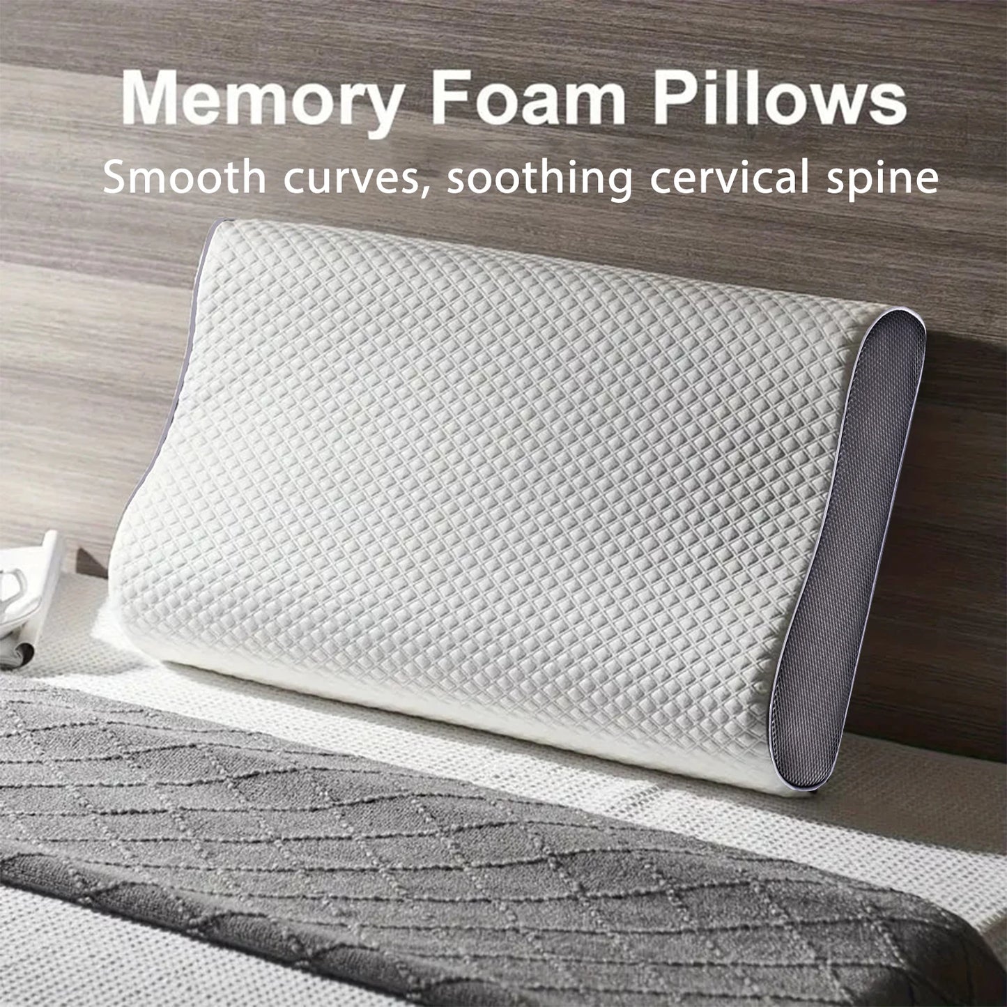 1pc Memory Foam Pillow, Knitted Fabric Polyurethane Slow Rebound Temperature Sensing Water Cube Pillow Core for Anti Snoring Nec ShopOnlyDeal