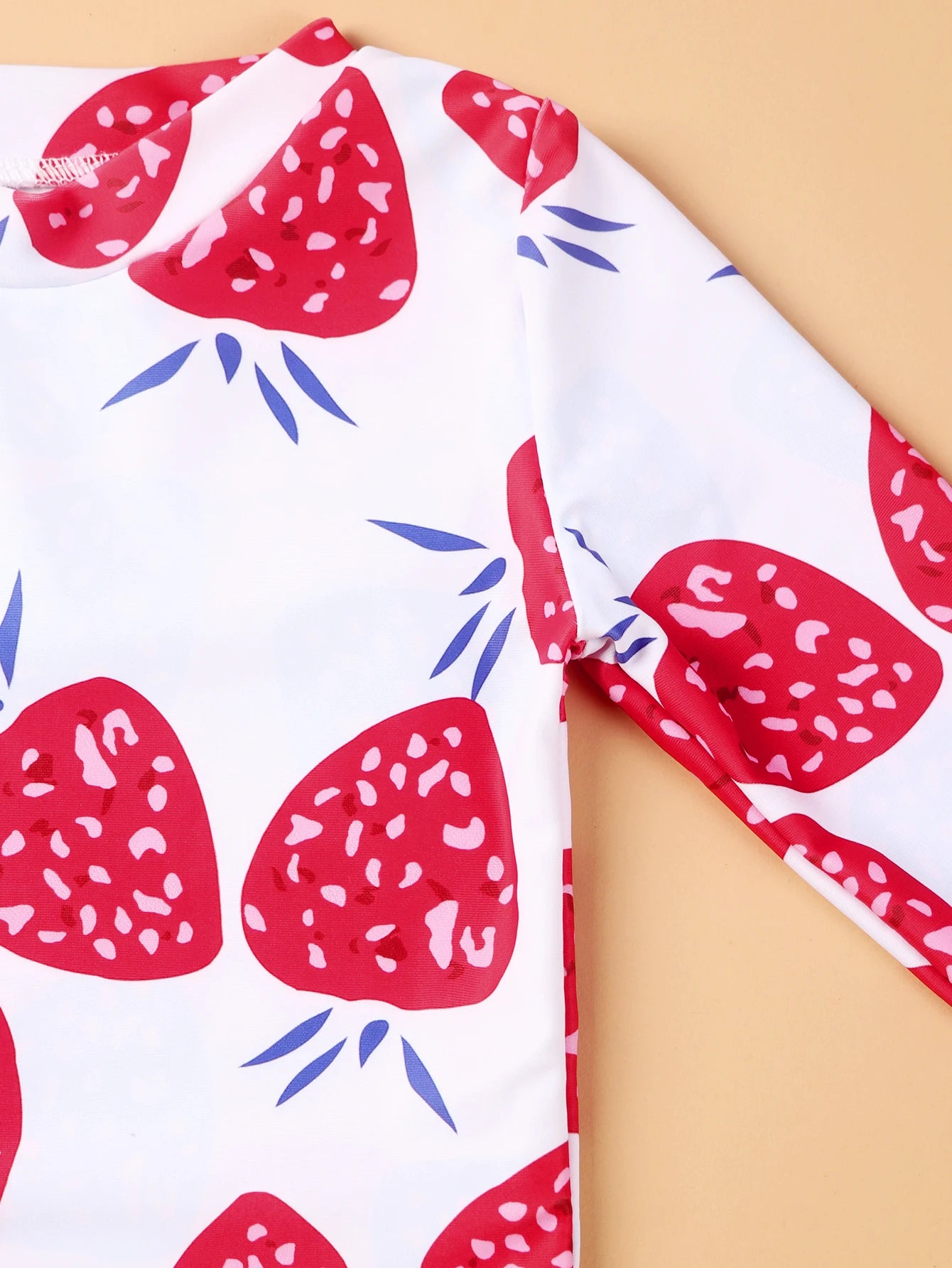 High Quality Strawberry Swimwear for Girls Swimming Clothing Long Sleeve Beachwear Bathing Suit Two Piece Swimsuit ShopOnlyDeal