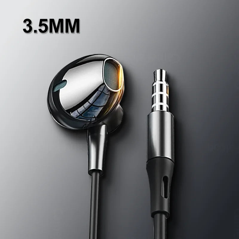 HiFi USB Type C Headphone Bass Stereo Volume Control Earbud  Mic 3.5mm Wired Earbuds For Galaxy Samsung S24 S23 Xiaomi Computer ShopOnlyDeal