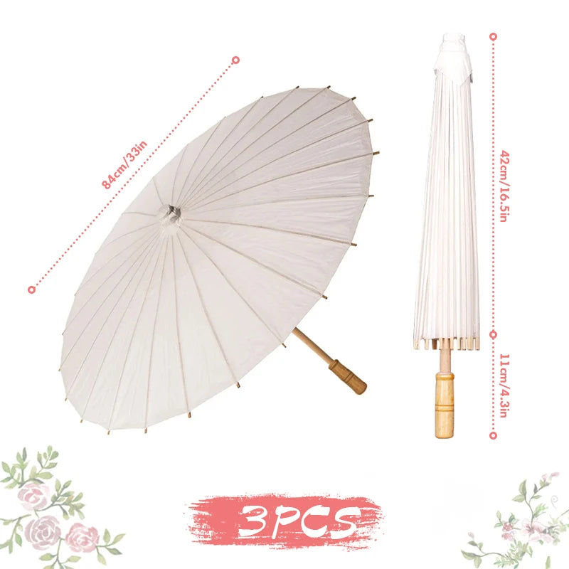60/84CM Paper Parasol Wedding Paper Umbrella, Party Favor White DIY Bamboo Umbrellas, for Bridal Shower Centerpieces,Photo Props ShopOnlyDeal