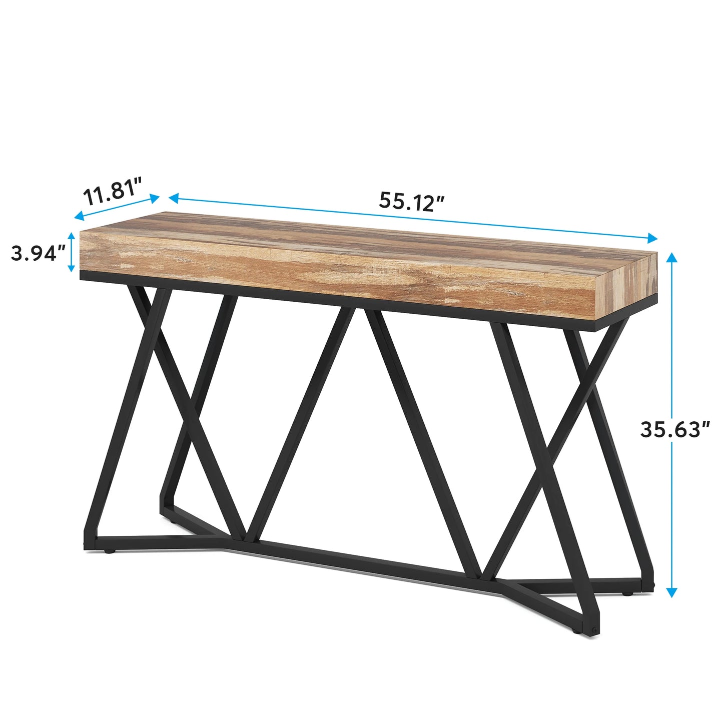 Tribesigns 55 Inches Console Table, Farmhouse Sofa Table Wood Entryway Table with Unique Metal Base, Behind The Couch Table ShopOnlyDeal