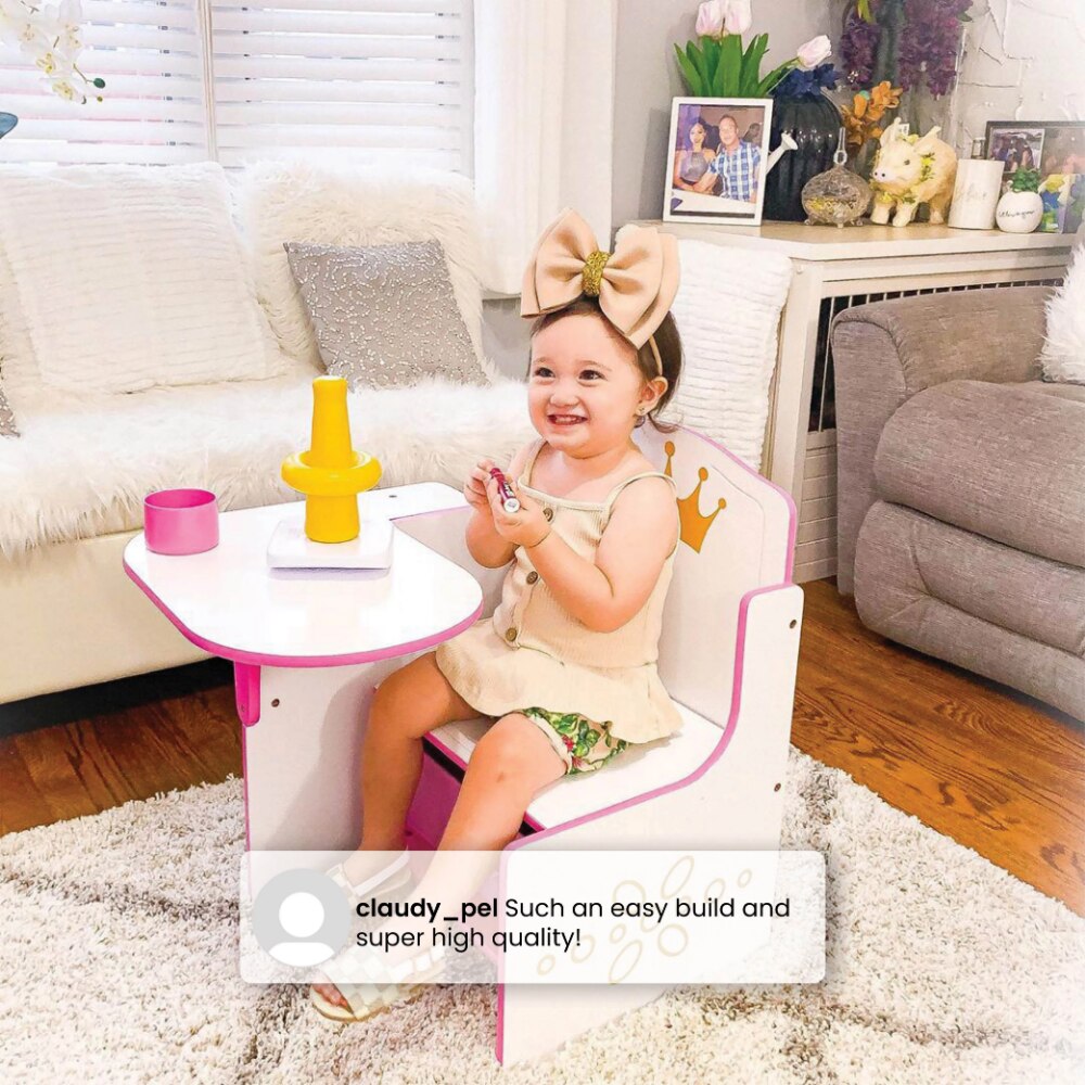 Children Princess Crown Task Chair Desk with Storage Bin, Greenguard Gold Certified ShopOnlyDeal