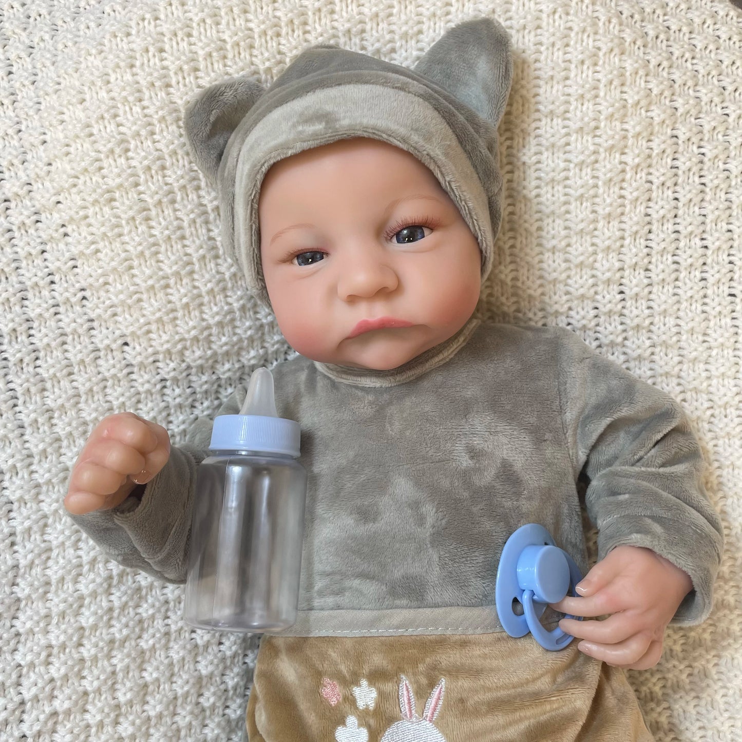 17 Inch Soft Or Full Body Silicone Vinyl Reborn Levi Awake Open Blue Eyes Boy Or Girl Newborn Doll 3D Skin Tone Christmas Gift ShopOnlyDeal