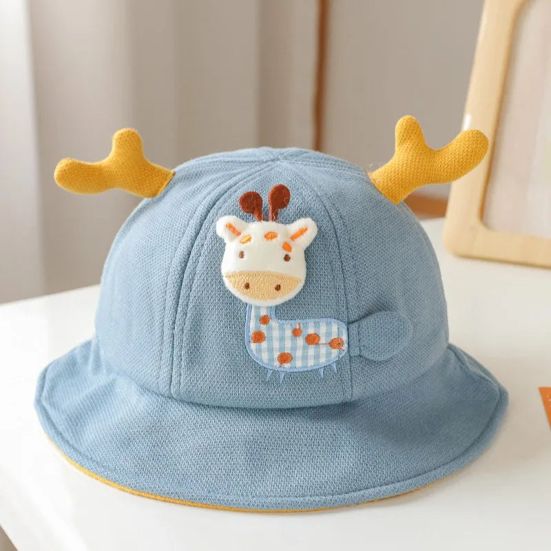 New Baby Bucket Hat With Ears Cute Cartoon Animals Baby Boy Girl Sun Cap Infant Toddler Fisherman Hat ShopOnlyDeal