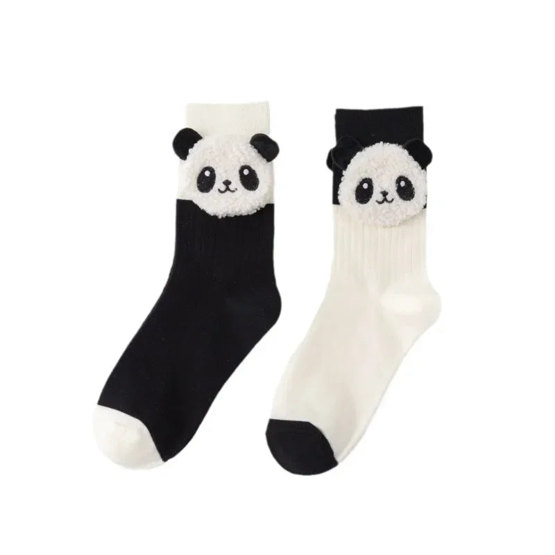 Pure Cotton Cute Designer Panda Women Socks | Kawaii Funny Black and White Middle Tube Socks ShopOnlyDeal