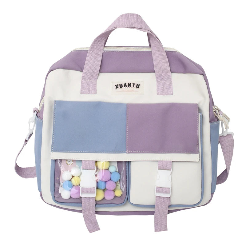 Contrast Color Korean Style Women's Backpack Women's Bag 2022 Trend Multifunctional Schoolgirl's Nylon Fabric School Bag Kawaii ShopOnlyDeal