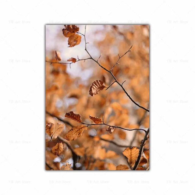 Autumn Scenery Pumpkin Leaves Poster Canvas Painting Maple Leaf Natural Landscape Wall Art Living Room Decoration Home Decor ShopOnlyDeal