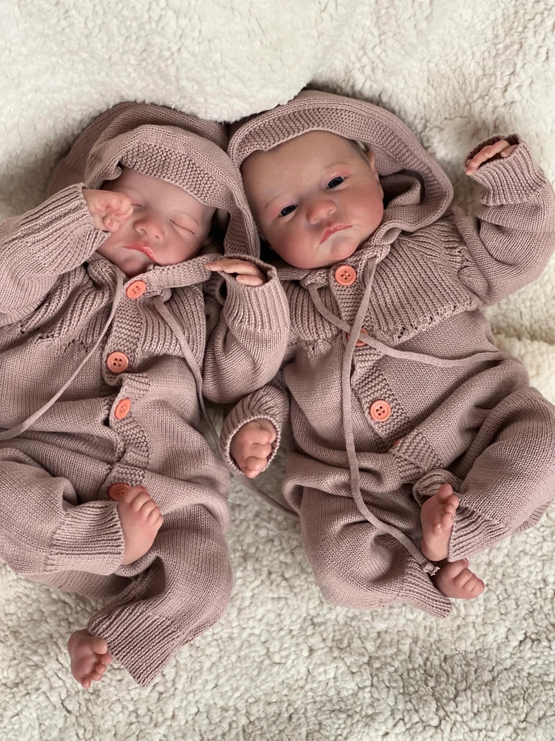 19inch Full Body Silicone Already Painted Finished Reborn Baby Doll Twins Levi Awake & Sleeping  Baby Doll 3D Skin Visible Veins ShopOnlyDeal