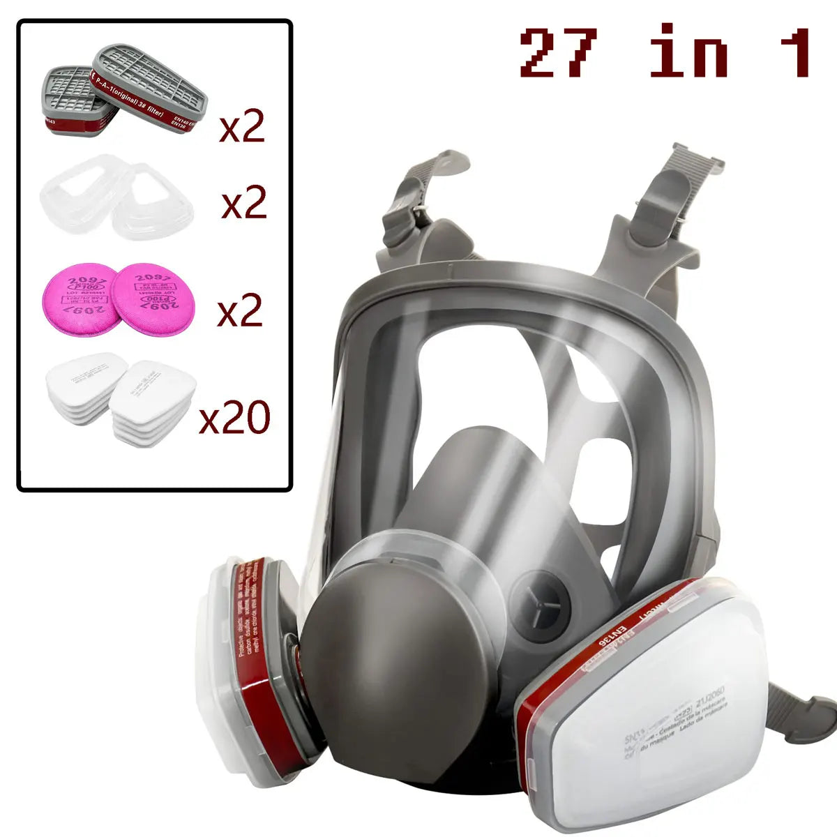 6800 Gas Mask Full Face Large Size Respirator Reusable Full Face Respirator Gas Paint Sprayer Chemical Wood working Dust ShopOnlyDeal