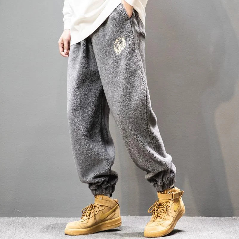 Autumn Winter Men Big Size Lamb Fleece Sweatpants Y2k Vintage Coffee Streetwear Fashion Male Clothes New Casual Warm Trousers ShopOnlyDeal