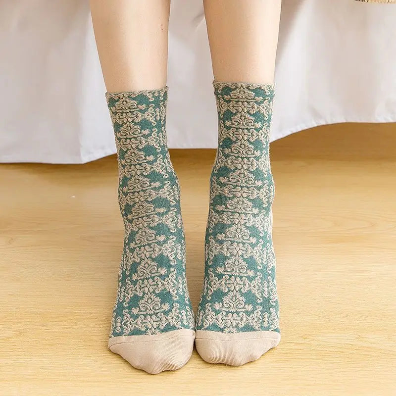 New 5 Pairs Women's Vintage Cute Socks Set | Harajuku Kawaii Girl Floral Sport Short Socks for Women ShopOnlyDeal
