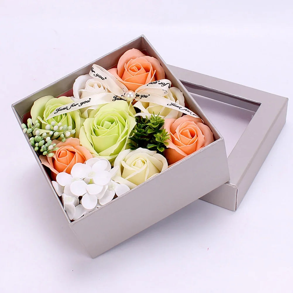 Creative Artificial Soap Flower Rose Flower Head Decor Flower Box Essential Wedding Bouquet Valentine'S Day Holding Flower Gifts ShopOnlyDeal