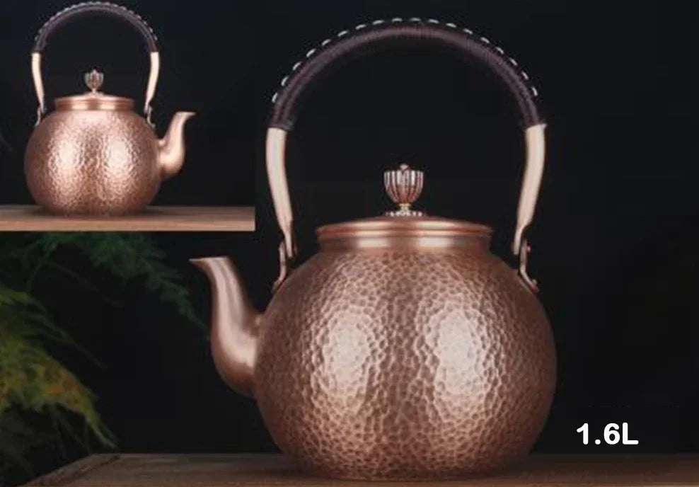 Antique Copper Kettle Handmade Hammer Pattern | Thickened Red Copper Teapot for Health Tea Set Crafts | Uncoated Durable Teapot for Elegant Brewing Alo Trendy ShopOnlyDeal