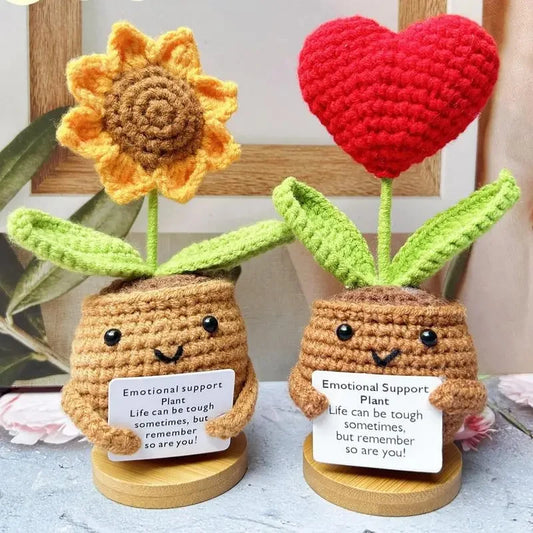 New Positive Energy Heart Flower Hand-woven Dolls Home Room Decor Hug Pocket Knitting Doll Positive Card Desktop Ornament Gifts ShopOnlyDeal