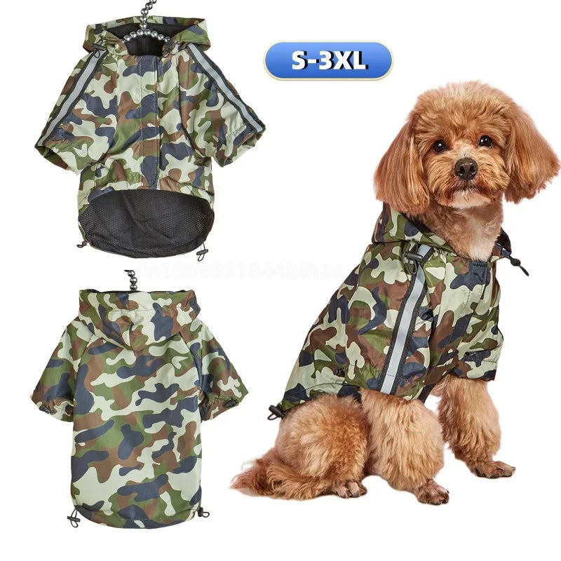 Outdoor Large Dog Raincoat Sunscreen Reflective Jacket Pet Raincoat Hoodie Waterproof Medium Large Dog Clothes Raincoat Jumpsuit ShopOnlyDeal