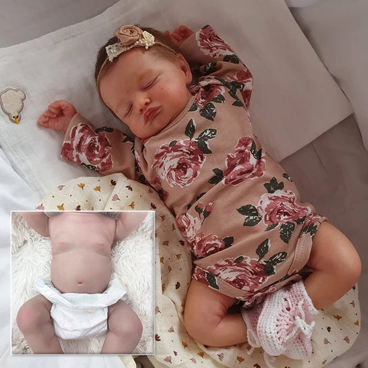 49CM Full Body Vinyl Silicone Reborn Rosalie Newborn Dolls Sleeping Baby Handmade Painted Lifelike 3D Skin with Visible Veins ShopOnlyDeal