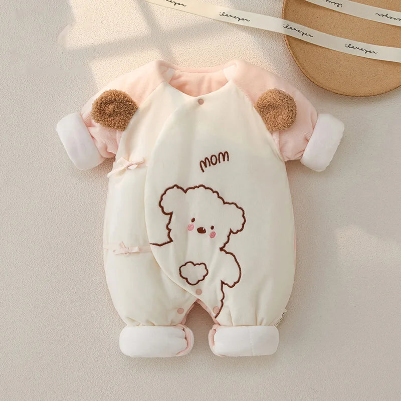 Winter Newborn Romper Cotton Thicken Baby Jumpsuit Girl Boy Cartoon Embroidery Bear Infant One-Pieces Onesie Babies Clothes 0-3M ShopOnlyDeal