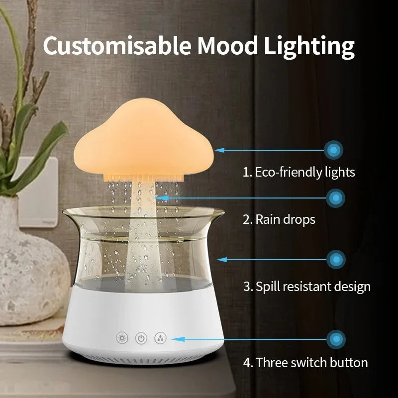 Rain Cloud Night Light humidifier with raining water drop sound and 7 color led light essential oil diffuser aromatherapy ShopOnlyDeal