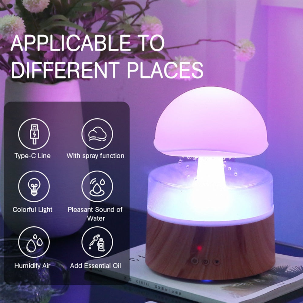 500ml Mushroom Rain Air Humidifier Rain Cloud Colorful Mushroom Aroma Diffuser Night Light USB Air Diffuser Mist Maker Machine ShopOnlyDeal