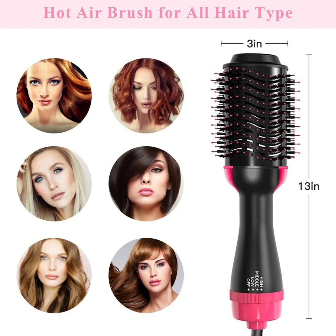 One Step Hair Dryer Brush Household Hot Air Brush & Volumizer Hair Curler Straightener Salon Hair Styling Tools ShopOnlyDeal