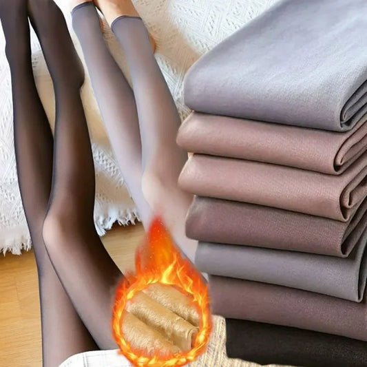 Women Thermal Leggings Winter Warm Sexy Elastic Translucent Pantyhose Female Fleece Thermal High Waist Slim Thicken Tight Pants ShopOnlyDeal