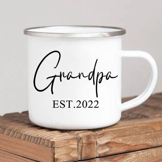 Promoted to Grandpa Mug | Grandfather Coffee Mugs for Pregnancy Announcement | New Baby Family Enamel Cup | Surprise Gift for Grandad ShopOnlyDeal