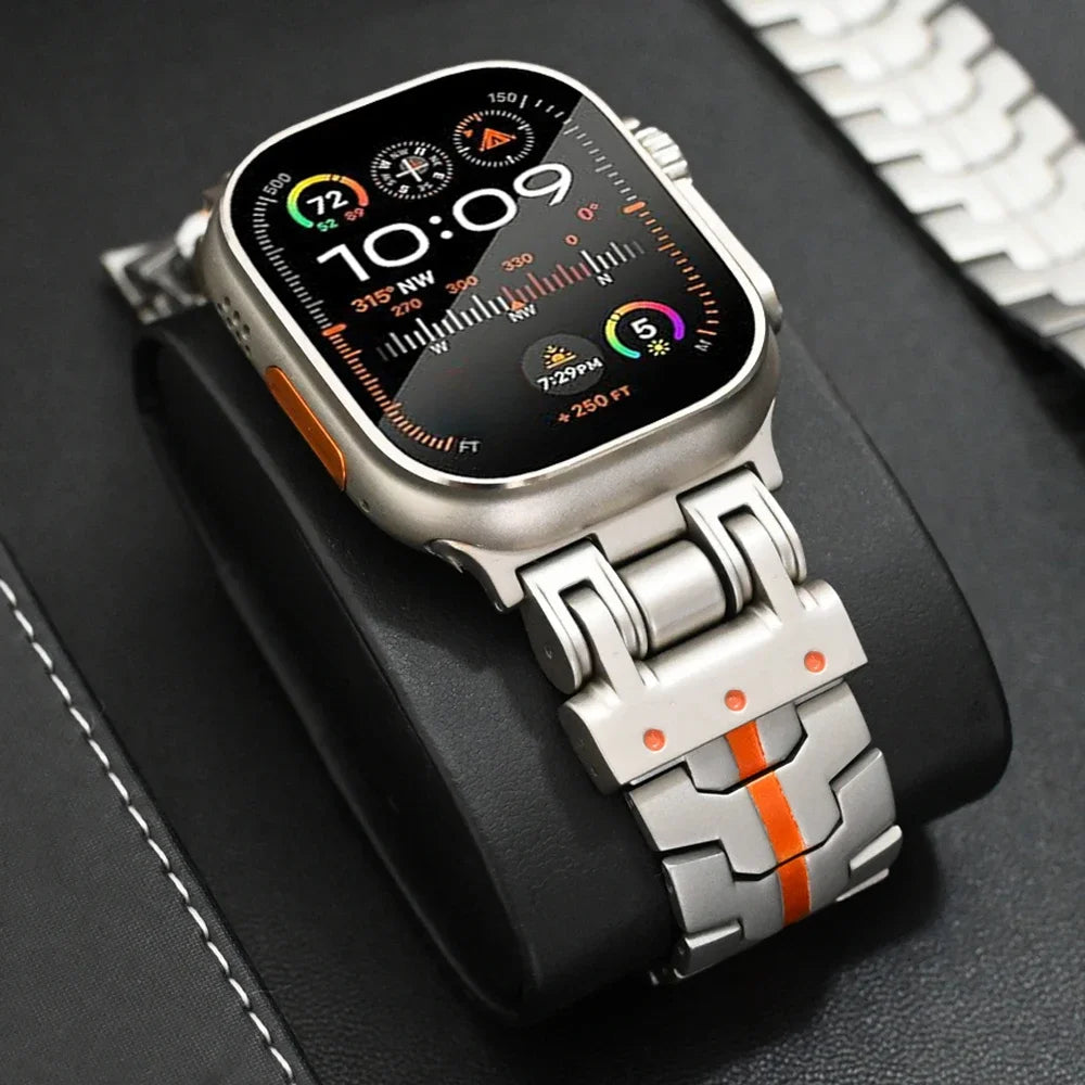 Stainless Steel Band for Apple Watch Ultra 2 49mm Titanium Orange Bracelet 44mm 42mm 45mm Strap for iWatch Series 9 8 7 6 5 4 se ShopOnlyDeal